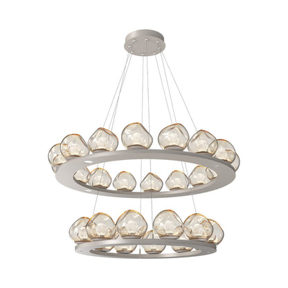 Luna Two-Tier Ring LED Chandelier in Beige Silver/Amber (Zircon Crystal).