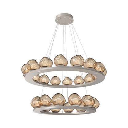Luna Two-Tier Ring LED Chandelier in Beige Silver/Bronze (Floret Crystal).