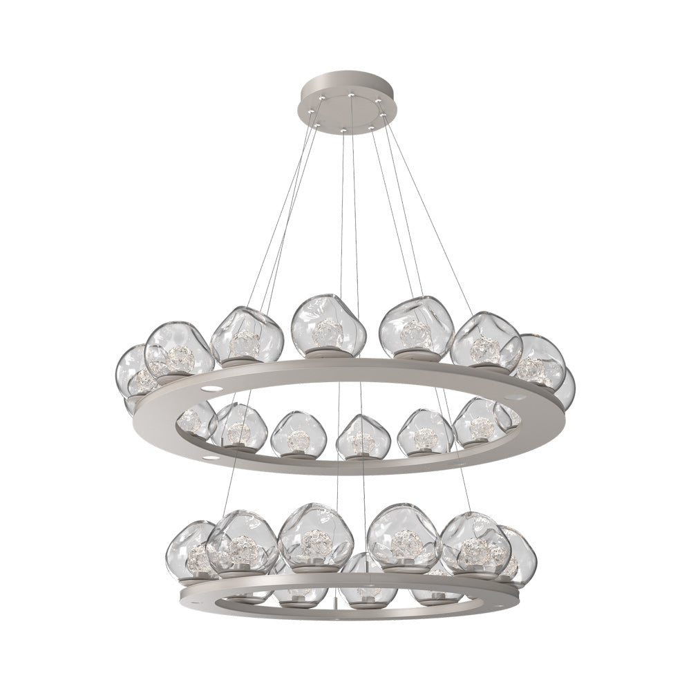 Luna Two-Tier Ring LED Chandelier in Beige Silver/Clear (Floret Crystal).