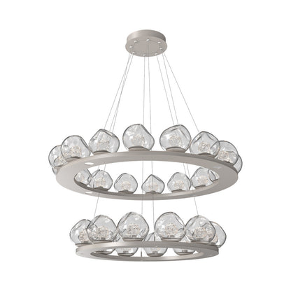 Luna Two-Tier Ring LED Chandelier in Beige Silver/Clear (Floret Crystal).