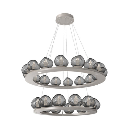 Luna Two-Tier Ring LED Chandelier in Beige Silver/Clear (Geo Crystal).