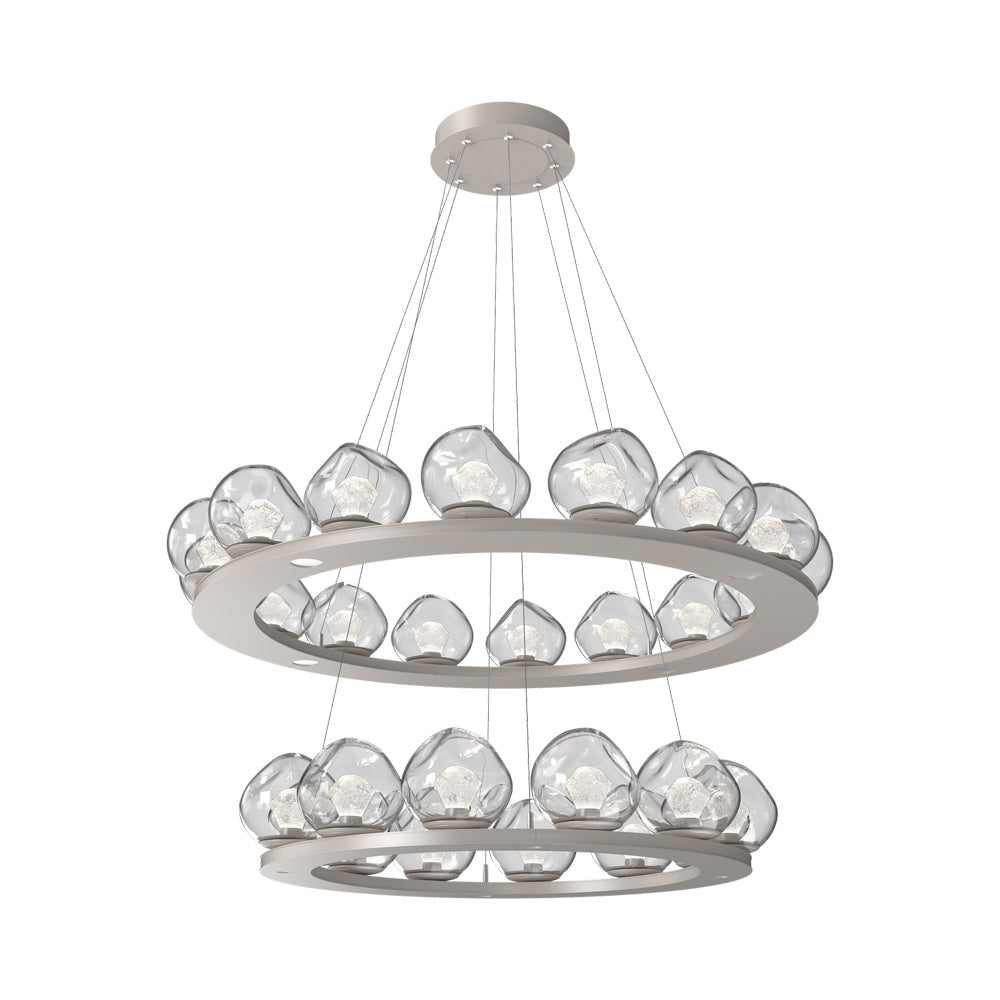 Luna Two-Tier Ring LED Chandelier in Beige Silver/Clear (Zircon Crystal).