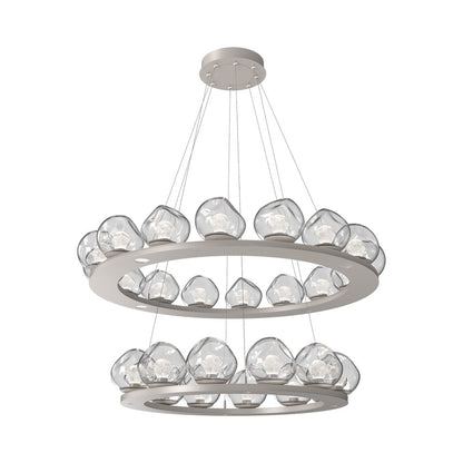 Luna Two-Tier Ring LED Chandelier in Beige Silver/Clear (Zircon Crystal).