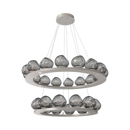 Luna Two-Tier Ring LED Chandelier in Beige Silver/Smoke (Floret Crystal).