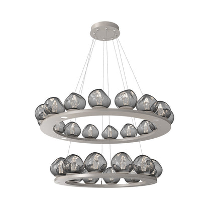 Luna Two-Tier Ring LED Chandelier in Beige Silver/Smoke (Geo Crystal).