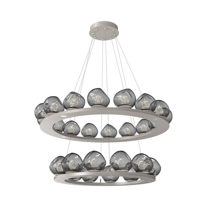 Luna Two-Tier Ring LED Chandelier in Beige Silver/Smoke (Zircon Crystal).