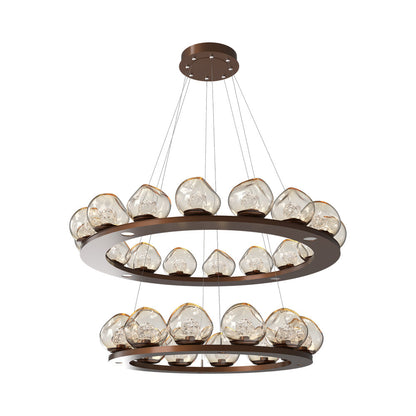 Luna Two-Tier Ring LED Chandelier in Burnished Bronze/Amber (Floret Crystal).