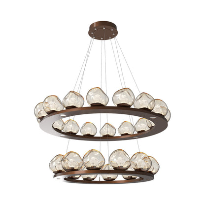 Luna Two-Tier Ring LED Chandelier in Burnished Bronze/Amber (Zircon Crystal).