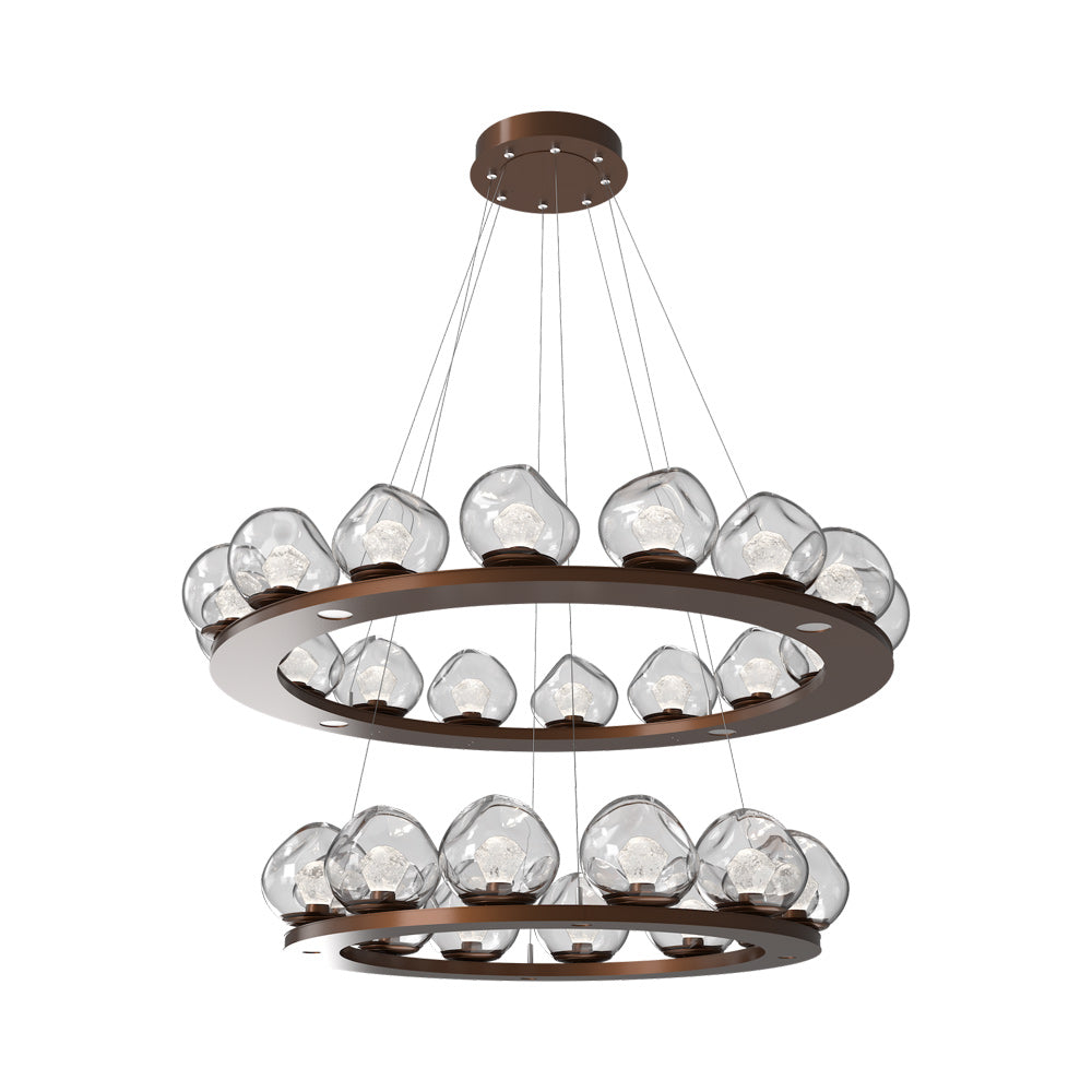 Luna Two-Tier Ring LED Chandelier in Burnished Bronze/Clear (Zircon Crystal).