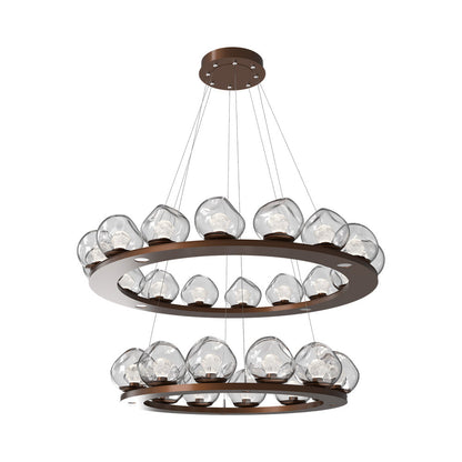 Luna Two-Tier Ring LED Chandelier in Burnished Bronze/Clear (Zircon Crystal).