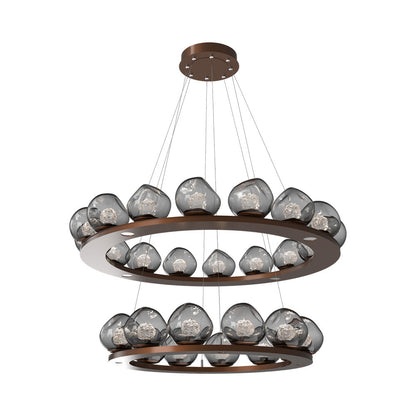 Luna Two-Tier Ring LED Chandelier in Burnished Bronze/Smoke (Floret Crystal).