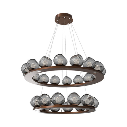 Luna Two-Tier Ring LED Chandelier in Burnished Bronze/Smoke (Zircon Crystal).