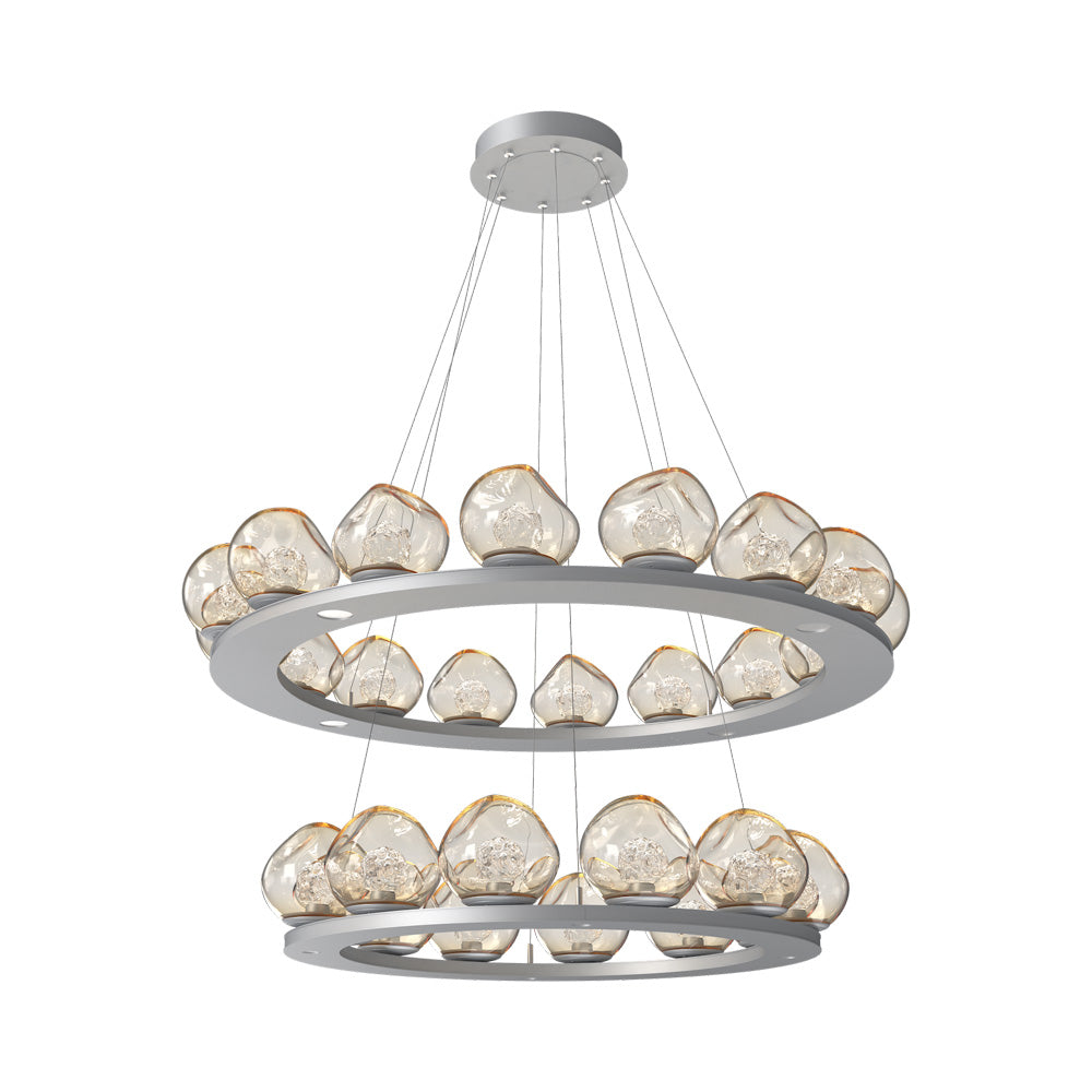 Luna Two-Tier Ring LED Chandelier in Classic Silver/Amber (Floret Crystal).