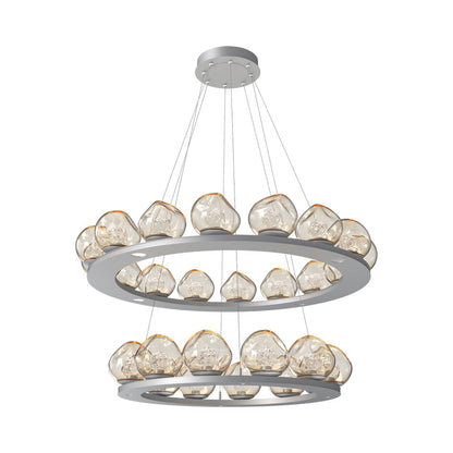Luna Two-Tier Ring LED Chandelier in Classic Silver/Amber (Floret Crystal).