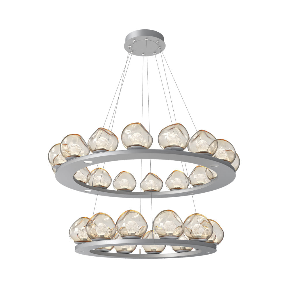 Luna Two-Tier Ring LED Chandelier in Classic Silver/Amber (Zircon Crystal).