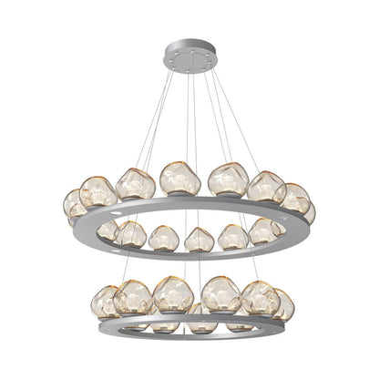 Luna Two-Tier Ring LED Chandelier in Classic Silver/Amber (Zircon Crystal).