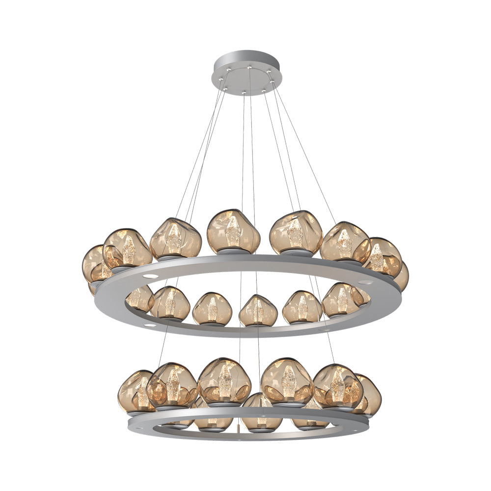 Luna Two-Tier Ring LED Chandelier in Classic Silver/Bronze (Geo Crystal).