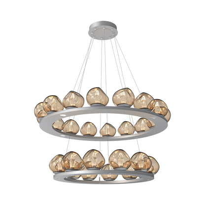Luna Two-Tier Ring LED Chandelier in Classic Silver/Bronze (Geo Crystal).