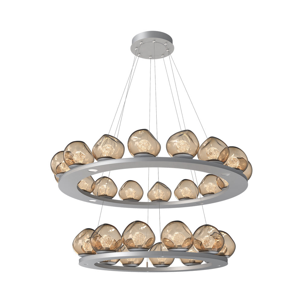 Luna Two-Tier Ring LED Chandelier in Classic Silver/Bronze (Zircon Crystal).