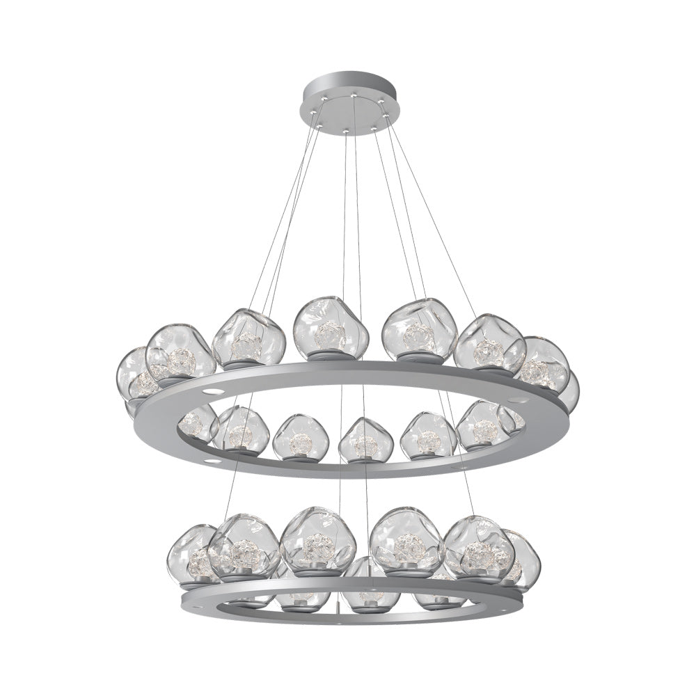 Luna Two-Tier Ring LED Chandelier in Classic Silver/Clear (Floret Crystal).