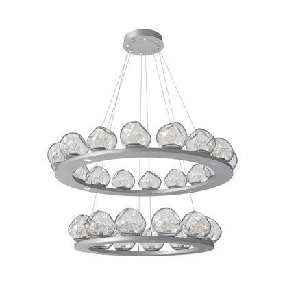 Luna Two-Tier Ring LED Chandelier in Classic Silver/Clear (Floret Crystal).