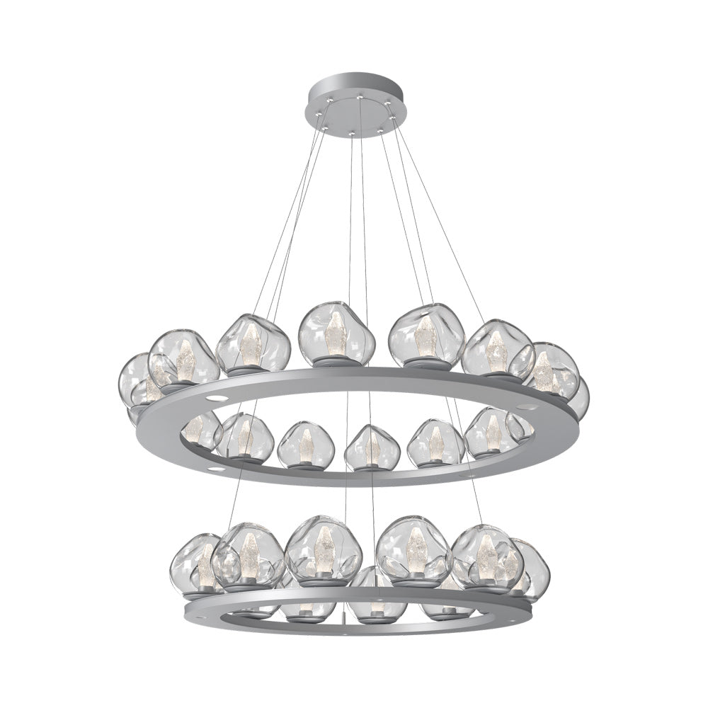 Luna Two-Tier Ring LED Chandelier in Classic Silver/Clear (Geo Crystal).