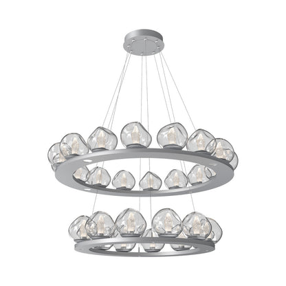 Luna Two-Tier Ring LED Chandelier in Classic Silver/Clear (Geo Crystal).