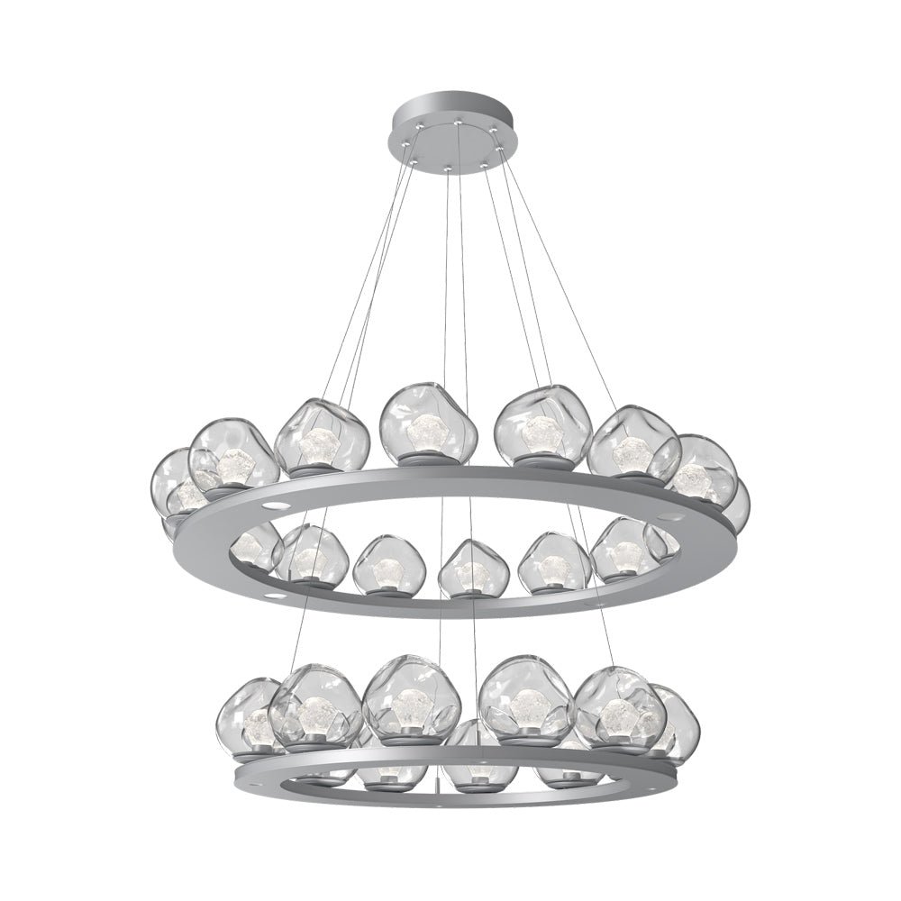 Luna Two-Tier Ring LED Chandelier in Classic Silver/Clear (Zircon Crystal).