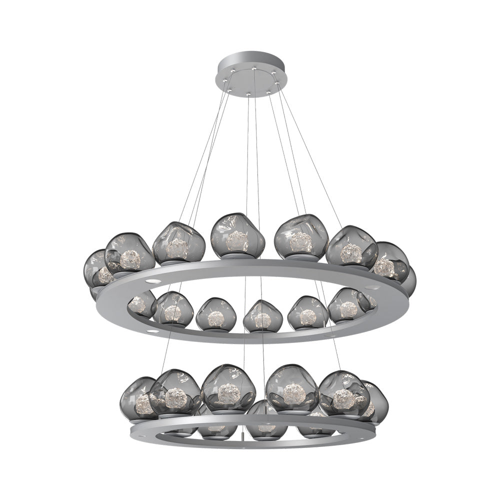 Luna Two-Tier Ring LED Chandelier in Classic Silver/Smoke (Floret Crystal).