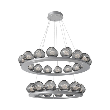Luna Two-Tier Ring LED Chandelier in Classic Silver/Smoke (Floret Crystal).