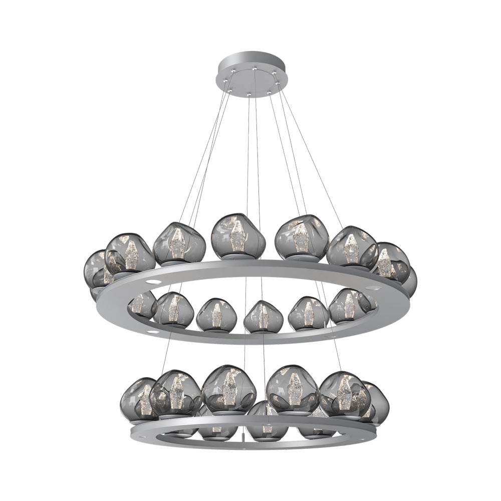 Luna Two-Tier Ring LED Chandelier in Classic Silver/Smoke (Geo Crystal).