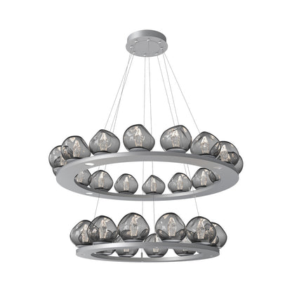 Luna Two-Tier Ring LED Chandelier in Classic Silver/Smoke (Geo Crystal).