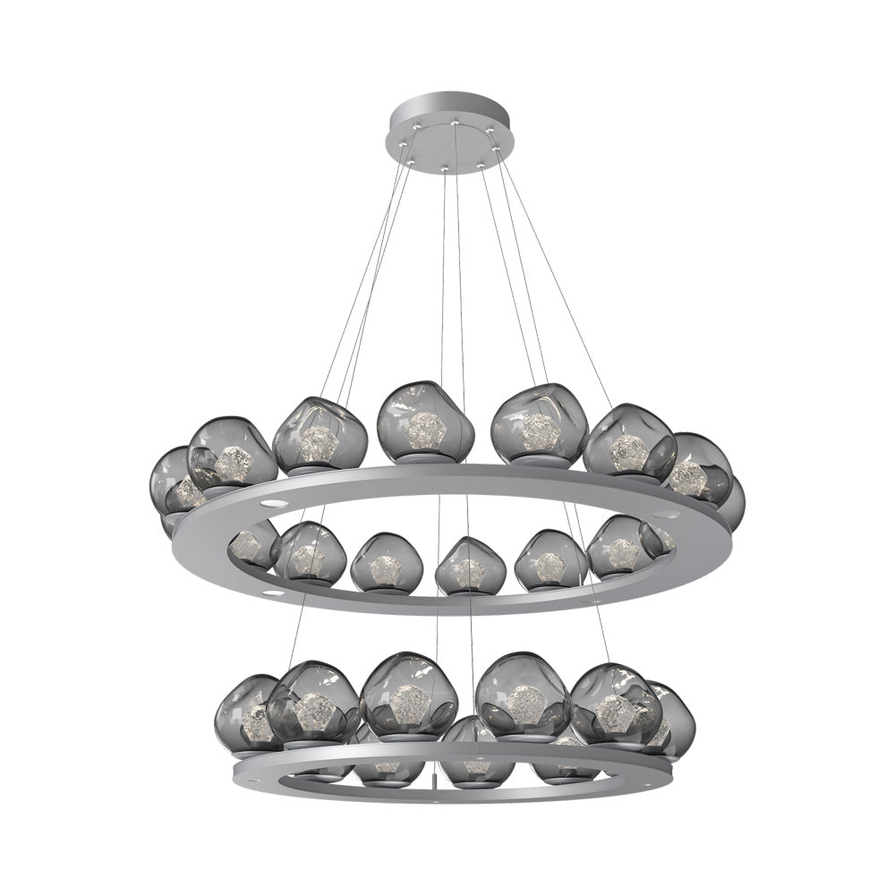 Luna Two-Tier Ring LED Chandelier in Classic Silver/Smoke (Zircon Crystal).