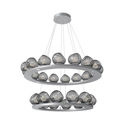 Luna Two-Tier Ring LED Chandelier in Classic Silver/Smoke (Zircon Crystal).