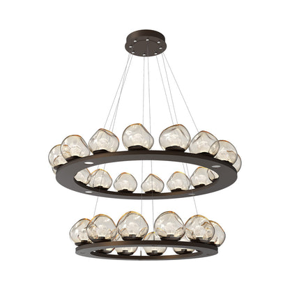 Luna Two-Tier Ring LED Chandelier in Flat Bronze/Amber (Zircon Crystal).