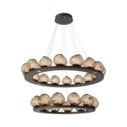 Luna Two-Tier Ring LED Chandelier in Flat Bronze/Bronze (Floret Crystal).