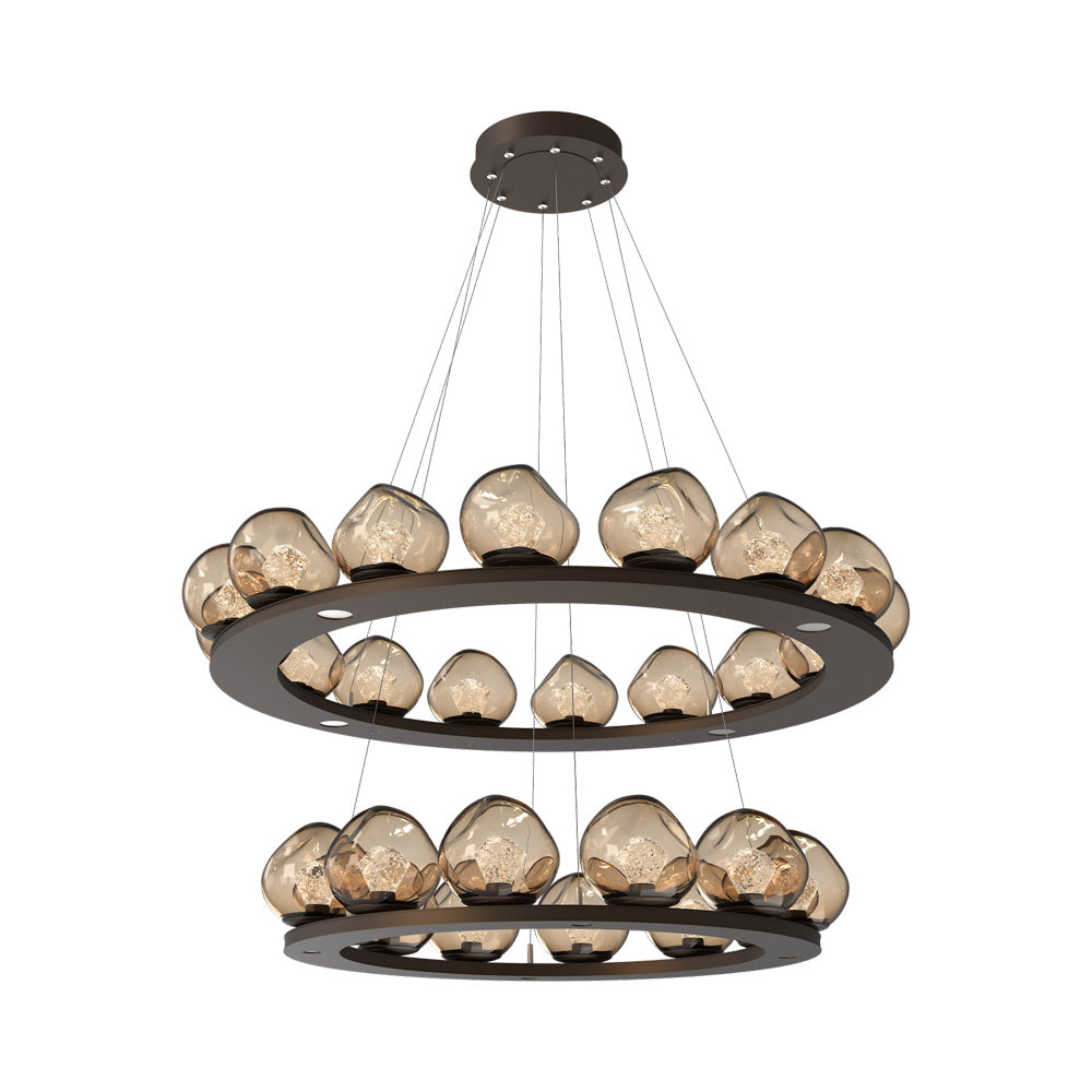 Luna Two-Tier Ring LED Chandelier in Flat Bronze/Bronze (Zircon Crystal).