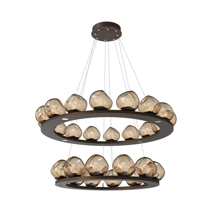 Luna Two-Tier Ring LED Chandelier in Flat Bronze/Bronze (Zircon Crystal).