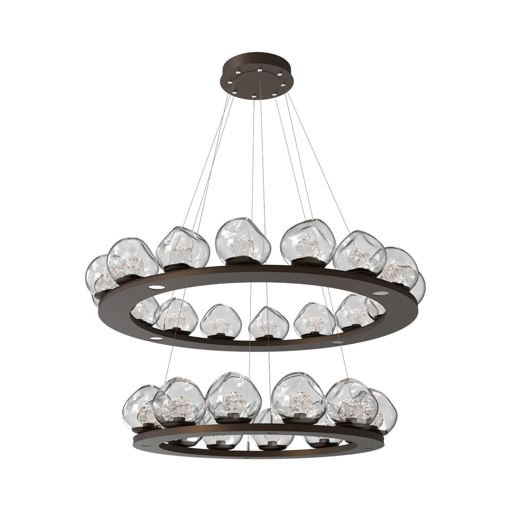 Luna Two-Tier Ring LED Chandelier in Flat Bronze/Clear (Floret Crystal).