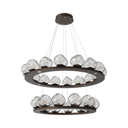 Luna Two-Tier Ring LED Chandelier in Flat Bronze/Clear (Floret Crystal).