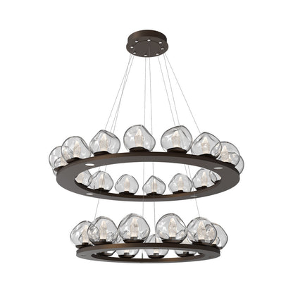 Luna Two-Tier Ring LED Chandelier in Flat Bronze/Clear (Geo Crystal).