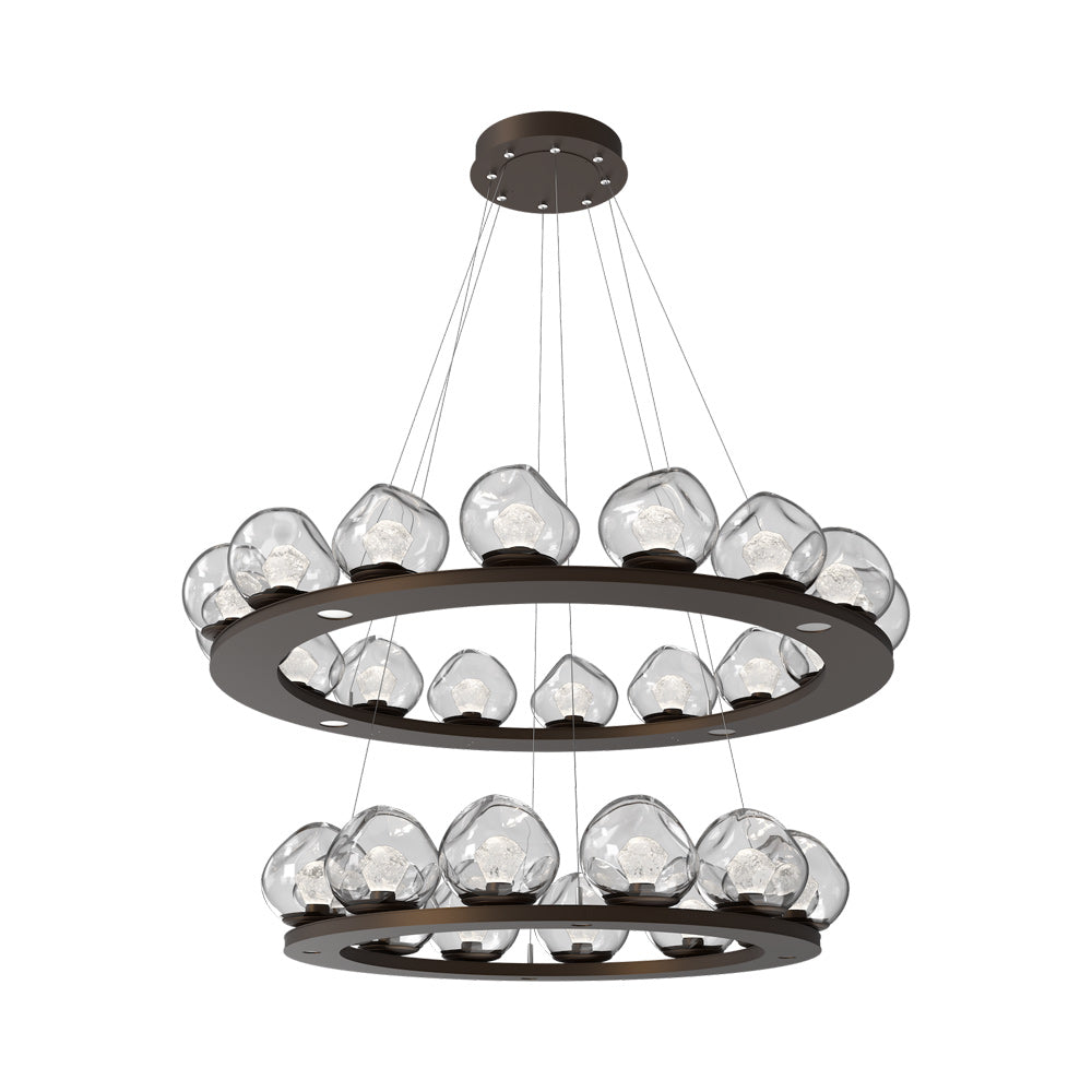 Luna Two-Tier Ring LED Chandelier in Flat Bronze/Clear (Zircon Crystal).