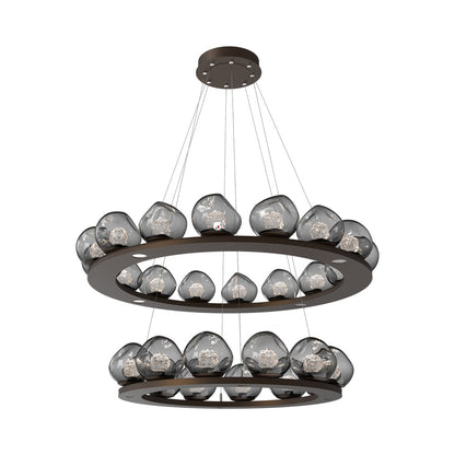 Luna Two-Tier Ring LED Chandelier in Flat Bronze/Smoke (Floret Crystal).