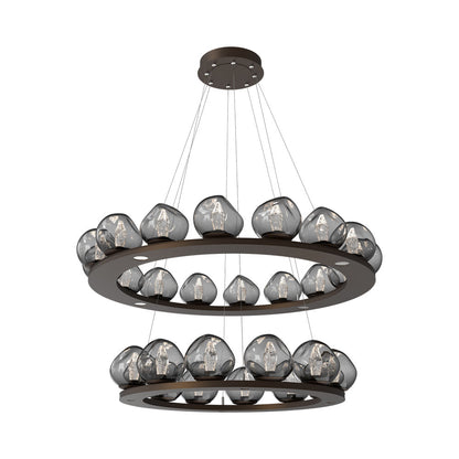 Luna Two-Tier Ring LED Chandelier in Flat Bronze/Smoke (Geo Crystal).