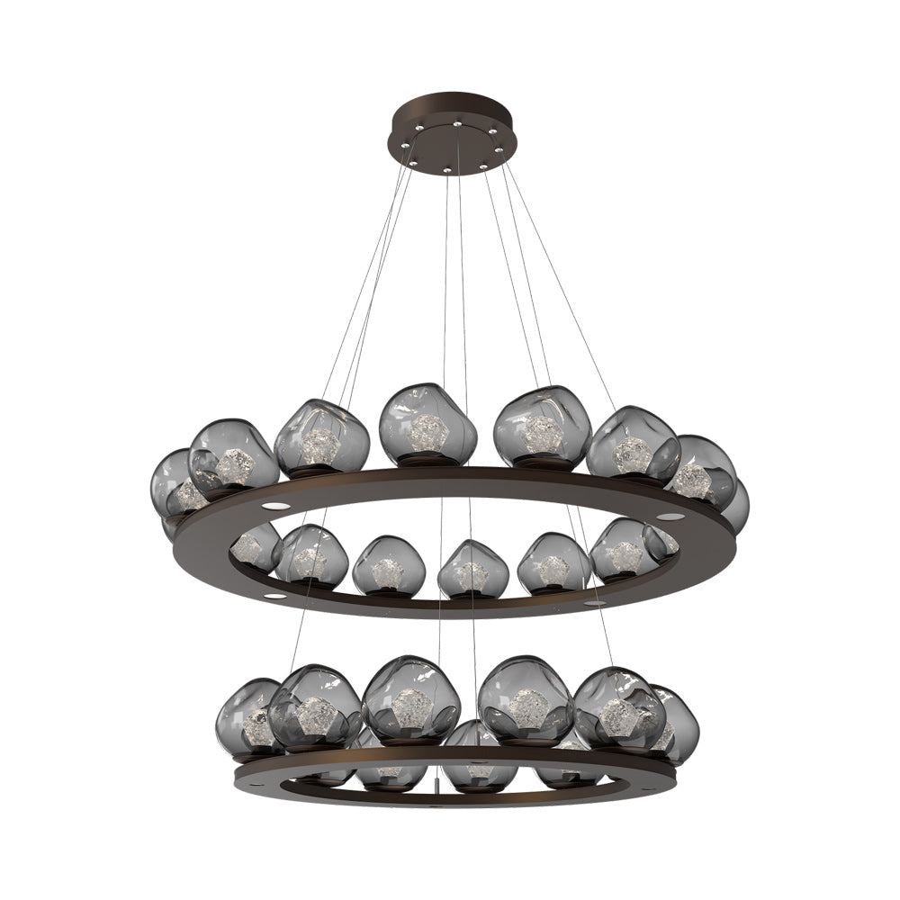 Luna Two-Tier Ring LED Chandelier in Flat Bronze/Smoke (Zircon Crystal).
