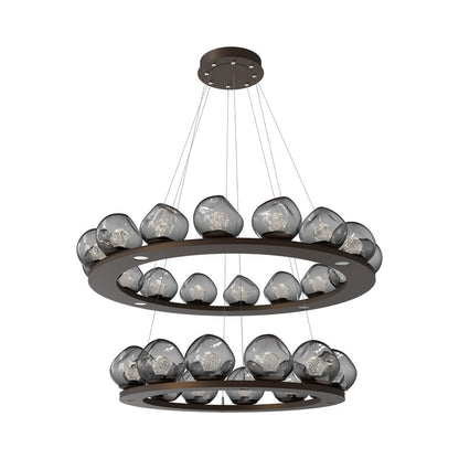Luna Two-Tier Ring LED Chandelier in Flat Bronze/Smoke (Zircon Crystal).