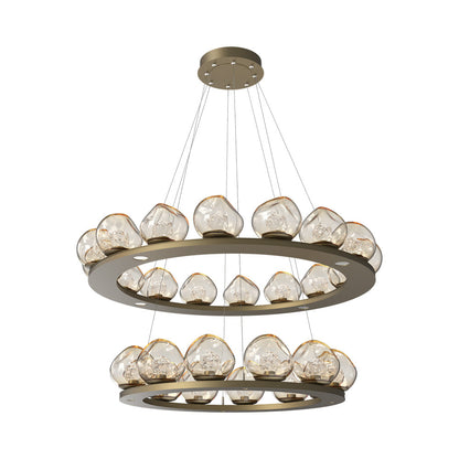 Luna Two-Tier Ring LED Chandelier in Gilded Brass/Amber (Floret Crystal).