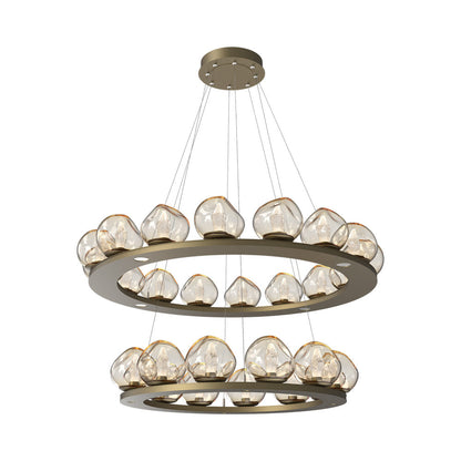 Luna Two-Tier Ring LED Chandelier in Gilded Brass/Amber (Geo Crystal).