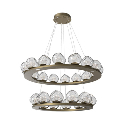 Luna Two-Tier Ring LED Chandelier in Gilded Brass/Clear (Floret Crystal).