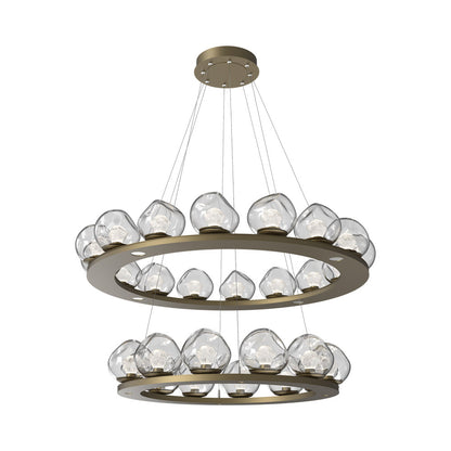 Luna Two-Tier Ring LED Chandelier in Gilded Brass/Clear (Zircon Crystal).